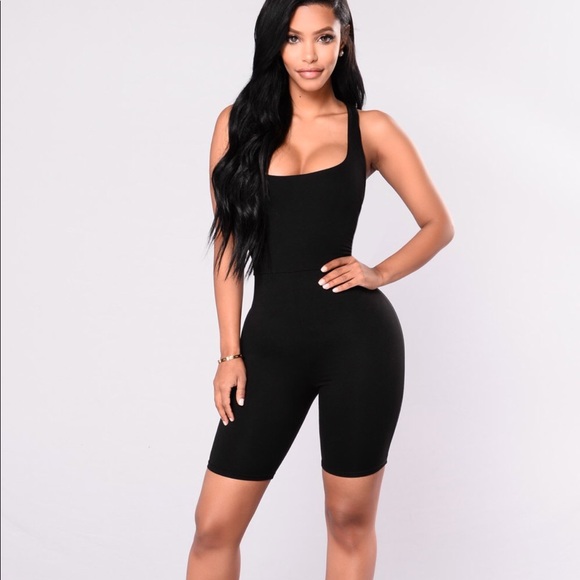 Fashion Nova black romper unitard jumpsuit